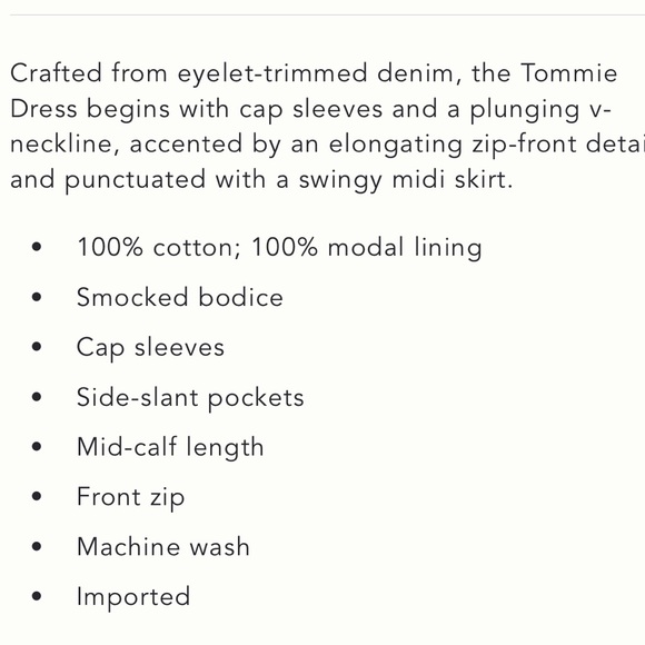 NWT Anthropologie The Tommie Denim Eyelet Trim Dress, M - Picture 13 of 13